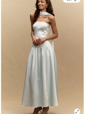 BHLDN Anna drop waist satin stretch gown